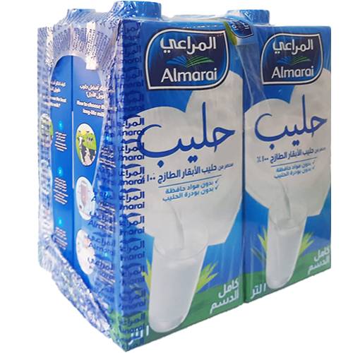 المراعي حليب كامل الدسم طويل الامد 1لتر 4حبة