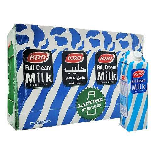 كي دي دي حليب كامل الدسم طويل الامد خالي من اللاكتوز 1لتر 12حبة