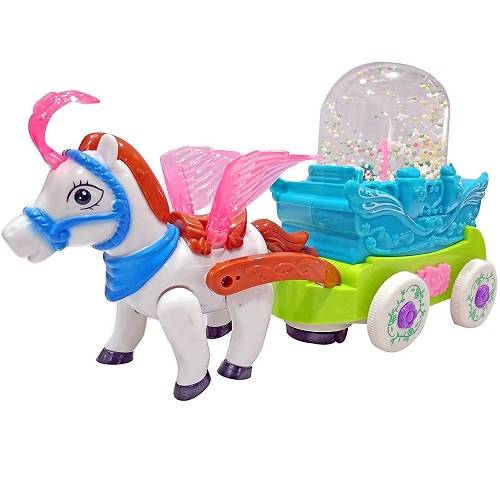لعبة عربة بوبسوجار الموسيقية بامب أند جو بابل مع حصان وأضواء وامضة