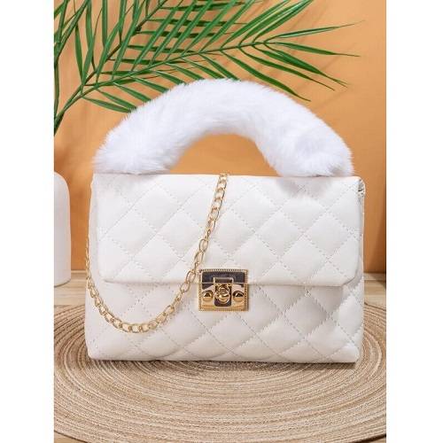 حقيبة يد نسائية مربعة ناعمة الملمس