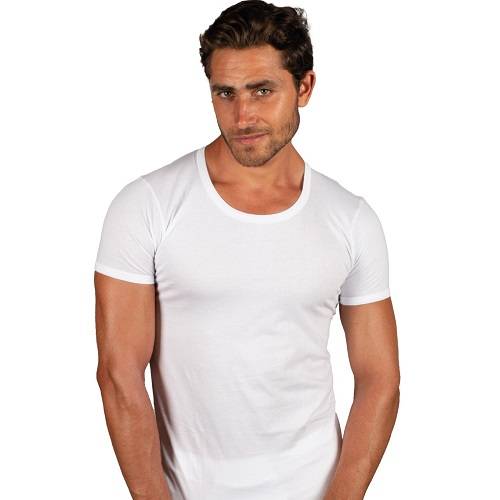 اوتس فانيلة نص كم دائري ابيض