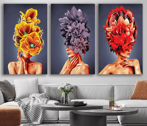 لوحة ثلاثية من الفن الحديث مصنوعة من خام الكانفس عالي الجودة مع اطار داخلي رقم.2252252