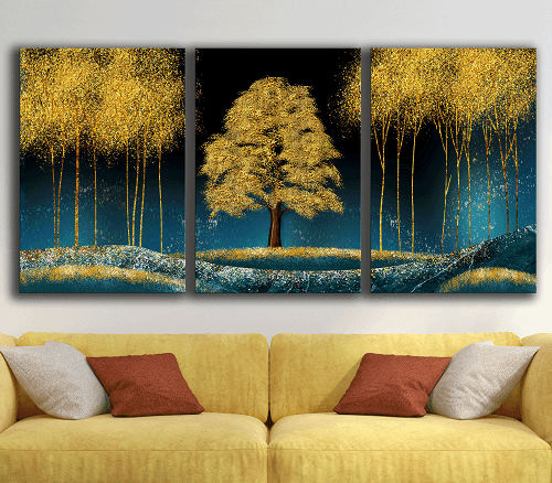 لوحة ثلاثية من الفن الحديث مصنوعة من خام الكانفس عالي الجودة مع اطار داخلي رقم.2252245