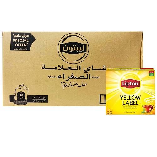 ليبتون شاي العلامة الصفراء 100كيس 18حبة 1كرتون