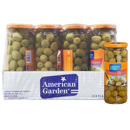 امريكان جاردن زيتون اخضر اسباني 450جم 12حبة 1كرتون