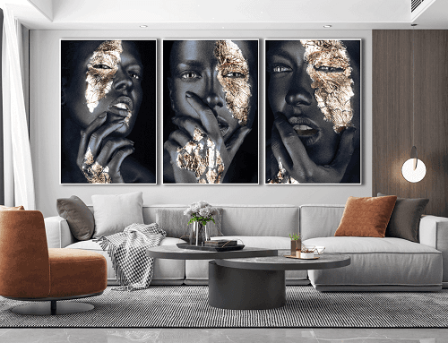 لوحة ثلاثية من الفن الحديث مصنوعة من خام الكانفس عالي الجودة مع اطار داخلي رقم.2252392