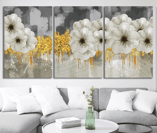 لوحة ثلاثية من الفن الحديث مصنوعة من خام الكانفس عالي الجودة مع اطار داخلي رقم.2252230