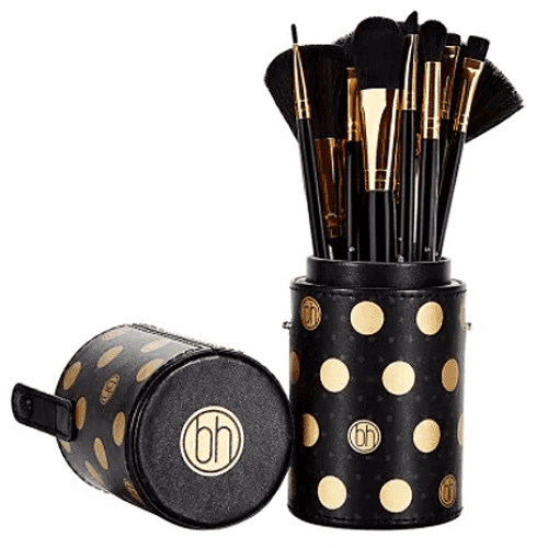 بي اتش كوزماتيكس طقم فرش مكياج في علبة جلد اسود 12حبة