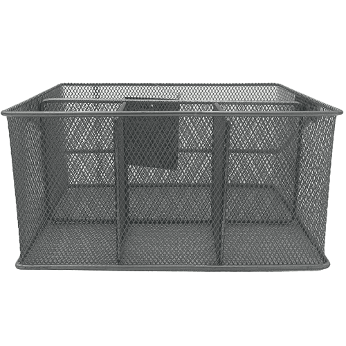 سلة شبك معدنية متعددة المزايا فضي