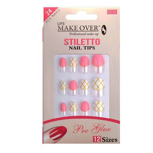 ميك اوفر طقم اظافر صناعية مقاس12 24حبة موديل رقم.M8