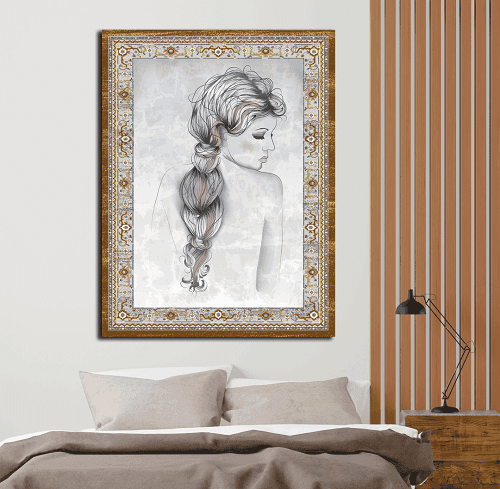 لوحة من الفن الحديث مختلطة مع التراث الخليجي من خام الكانفس عالي الجودة مع اطار داخلي رقم.2252378