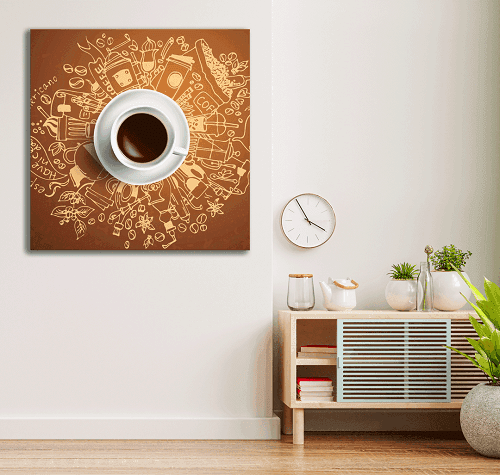 لوحة احادية للقهوة مصنوعة من خام الكانفس عالي الجودة مع اطار داخلي رقم.2252380