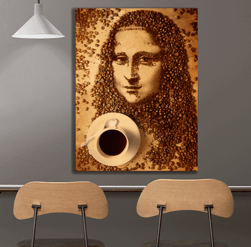 لوحة احادية للقهوة مصنوعة من خام الكانفس عالي الجودة مع اطار داخلي رقم.2252396