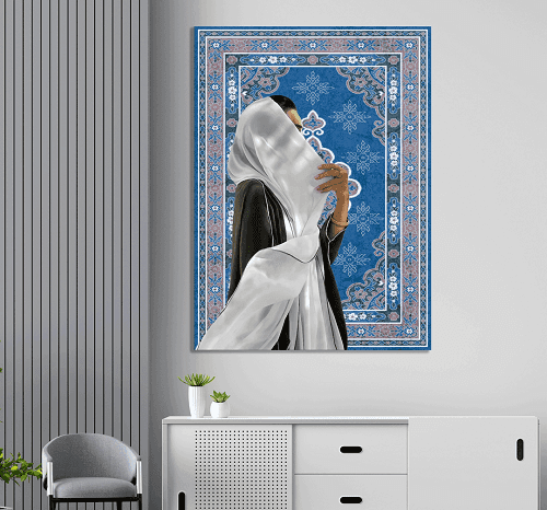 لوحة من الفن الحديث مختلطة مع التراث الخليجي من خام الكانفس عالي الجودة مع اطار داخلي رقم.2252391