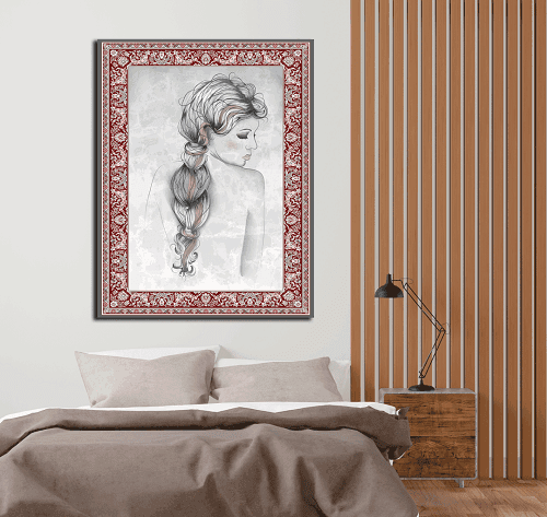 لوحة من الفن الحديث مختلطة مع التراث الخليجي من خام الكانفس عالي الجودة مع اطار داخلي رقم.2252377