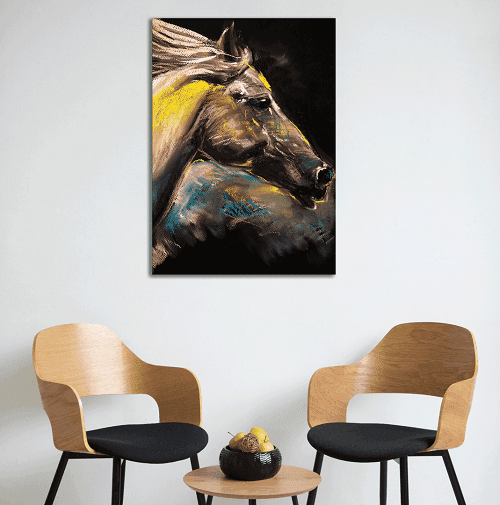 لوحة الخيل العربي من الفن الحديث من خام الكانفس عالي الجودة مع اطار داخلي رقم.2252394