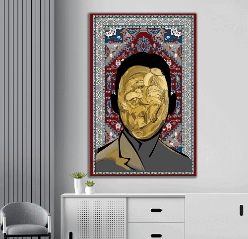 لوحة من الفن الحديث مختلطة مع التراث الخليجي من خام الكانفس عالي الجودة مع اطار داخلي رقم.2252389