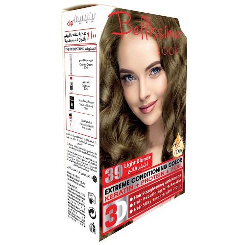 بيليسيما لوك صبغة الشعر الدائمة بالكيراتين والبروتين و7زيوت اشقر فاتح 50مل رقم.39
