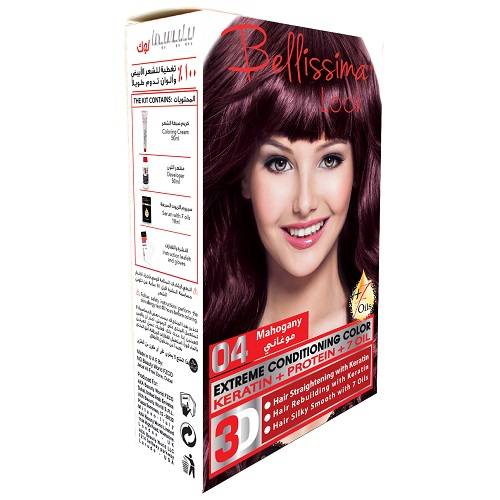بيليسيما لوك صبغة الشعر الدائمة بالكيراتين والبروتين و7زيوت موغاني 50مل رقم.4