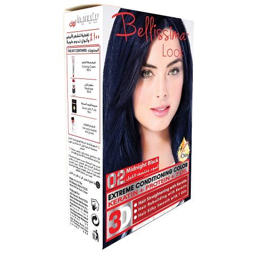 بيليسيما لوك صبغة الشعر الدائمة بالكيراتين والبروتين و7زيوت اسود ميدنايت 50مل رقم.2