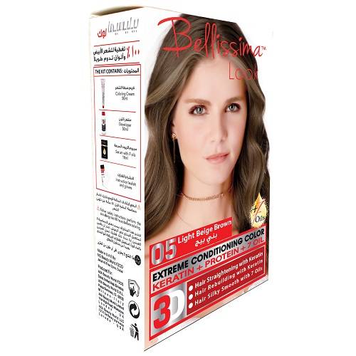 بيليسيما لوك صبغة الشعر الدائمة بالكيراتين والبروتين و7زيوت بني بيج فاتح 50مل رقم.5