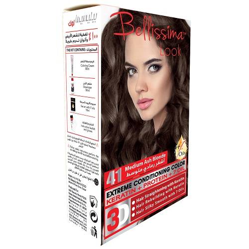 بيليسيما لوك صبغة الشعر الدائمة بالكيراتين والبروتين و7زيوت اشقر رمادي متوسط 50مل رقم.41