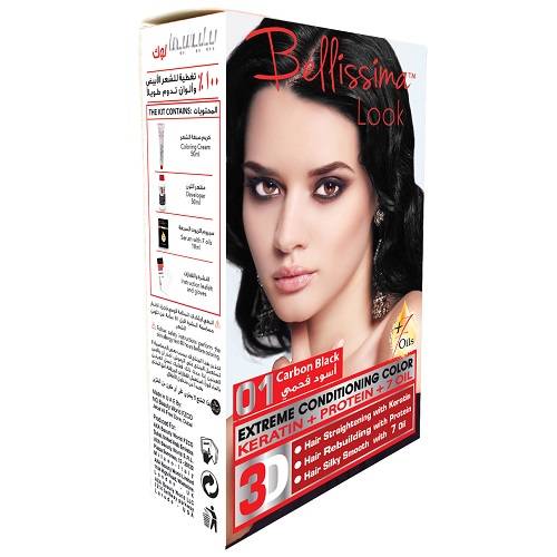 بيليسيما لوك صبغة الشعر الدائمة بالكيراتين والبروتين و 7زيوت اسود فحمي 50مل رقم.1 