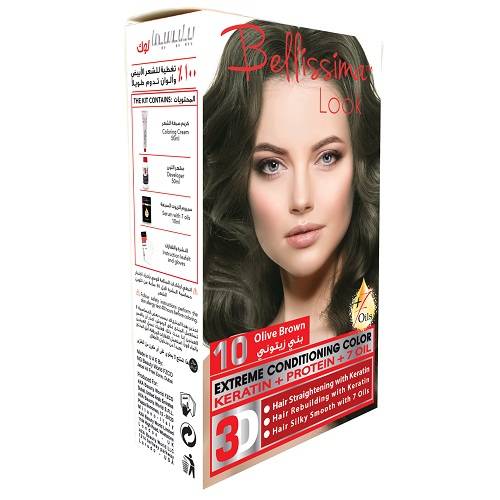 بيليسيما لوك صبغة الشعر الدائمة بالكيراتين والبروتين و7زيوت بني زيتوني 50مل رقم.10