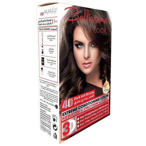 بيليسيما لوك صبغة الشعر الدائمة بالكيراتين والبروتين و7زيوت اشقر رمادي غامق رقم.40
