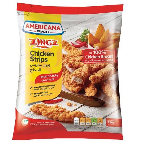 امريكانا زنجز ستربس دجاج حار ومقرمش 750جم