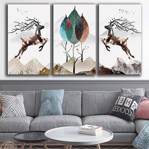 لوحة ثلاثية من الفن الحديث مصنوعة من خام الكانفس عالي الجودة مع اطار داخلي رقم.2252253