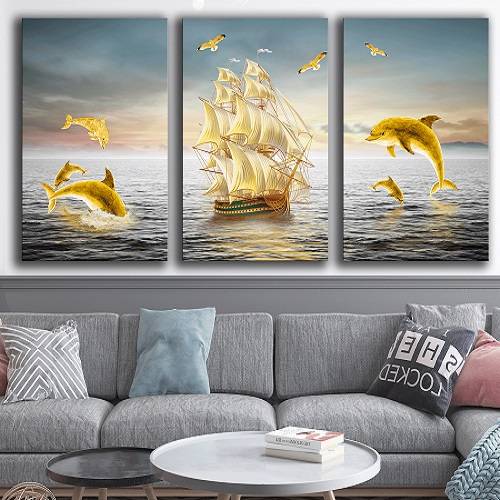 لوحة ثلاثية من الفن الحديث مصنوعة من خام الكانفس عالي الجودة مع اطار داخلي رقم.2252241