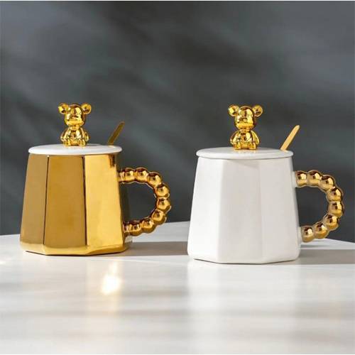 الدب الذهبي كوب سيراميك بتصميم انيق