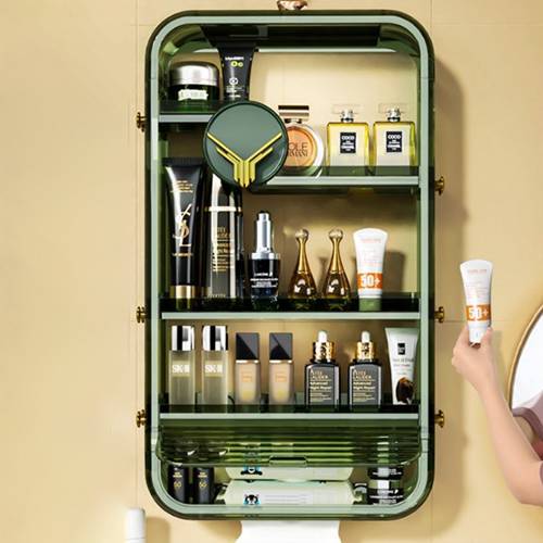 تخزين المجوهرات ثلاثي الطوابق مثبت على الحائط مع باب محكم كبير