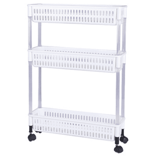 ام تي ار ستاند مطبخ بلاستيك بعجلات 3طابق لون ابيض رقم.2421A