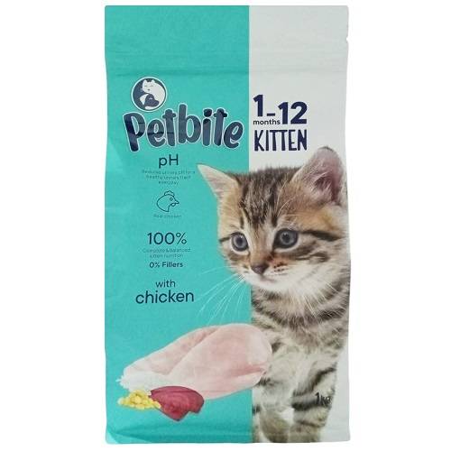 بت بايت طعام جاف للقطط بالدجاج من1الى12شهر 1كجم