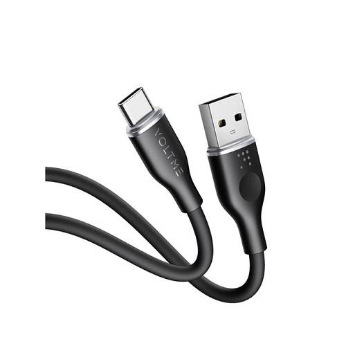 فولتمي باور لينك كابل USB موس كابل سيليكون الي USB C بطول 1م 3امبير 60واط اسود رقم.15679