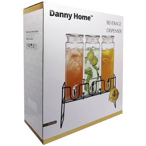 داني هوم برطمان زجاج بصنبور للعصير مع استاند 4حبة رقم.SD-034