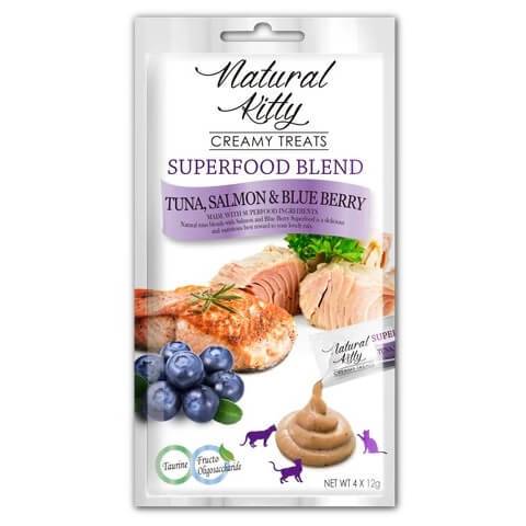 ناتشورال كيتي كريمي تونه وسلمون وتوت للقطط 12جم 4حبة