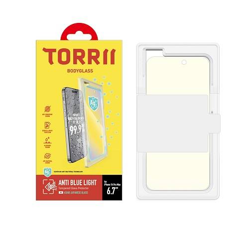 توري بودي جلاس واقي شاشة لهاتف ايفون 14 برو ماكس مضادة للبكتيريا ومضادة للضوء الازرق 6.7بوصة شفاف موديل رقم.IP2267P-BDG-AB04