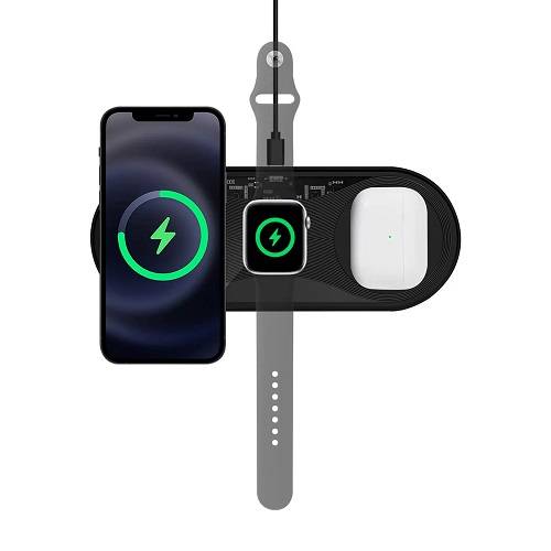 اكس باور دبليو ال ام8 لوحة شحن لاسلكي 3في1 15واط اسود موديل رقم.XP-X399-BK