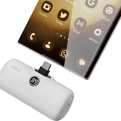 اي ووك لينك مي برو بطارية الجيب 4800مللي امبير Type C شحن سريع مع شاشة عرض ابيض موديل رقم.DBL5000PC-002A