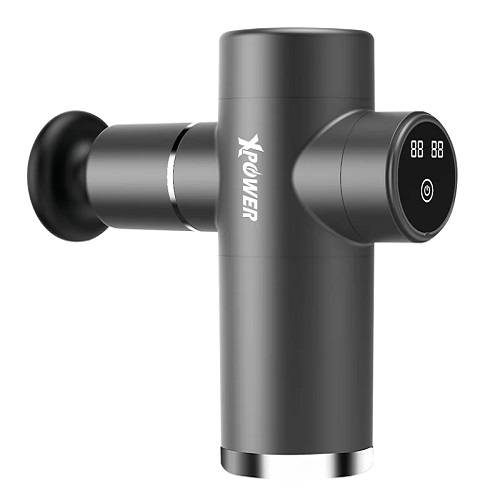 اكس باور ام جي4 مسدس تدليك صغير مع 4رؤوس تدليك رمادي موديل رقم.XP-MG4-GY