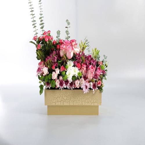 ديكور خشب ذهبي ورد مع طباعه كارت موديل رقم.RS123