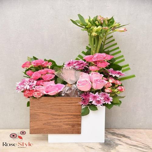 ديكور خشب مربع ورد مع كاكاو مع طباعه كارت موديل رقم.RS89