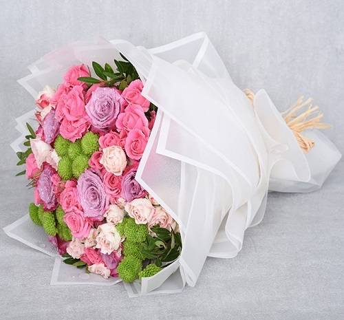 بوكيه ميكس بيبي روز وجوري موديل رقم.RS49