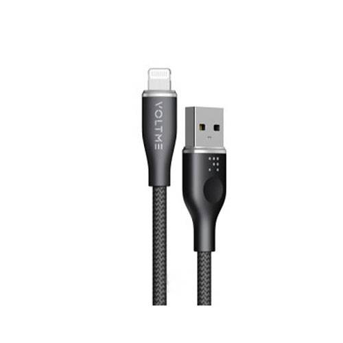 فولتمي كابل باورلينك رووج USB الى لايتنينج كيبل من النايلون المزدوج وموصل سبائك الزنك 1.2م اسود رقم.15696