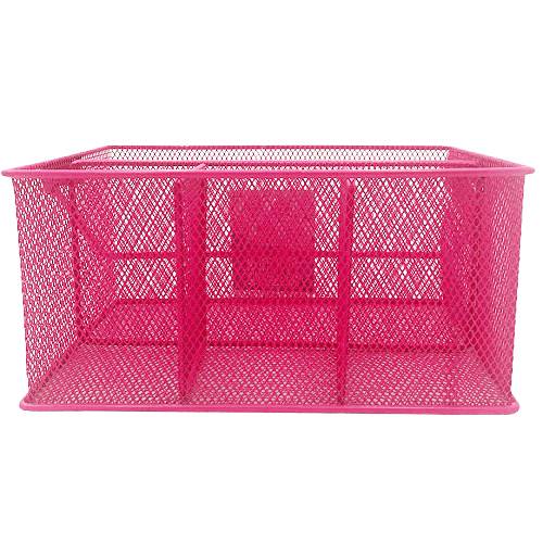 سلة شبك معدنية متعددة المزايا وردي