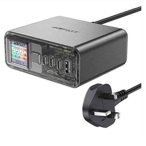 ايس فاست Z4 محول شحن لسطح المكتب PD مع 3 منافذ Type C وUSB مع خاصية GaN بقوة 218واط رمادي فضائي رقم.15921