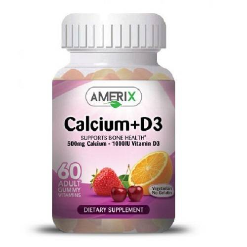اميريكس كالسيوم 500مجم وفيتامين د3 1000IU مكمل غذائي للبالغين 60حلاو
